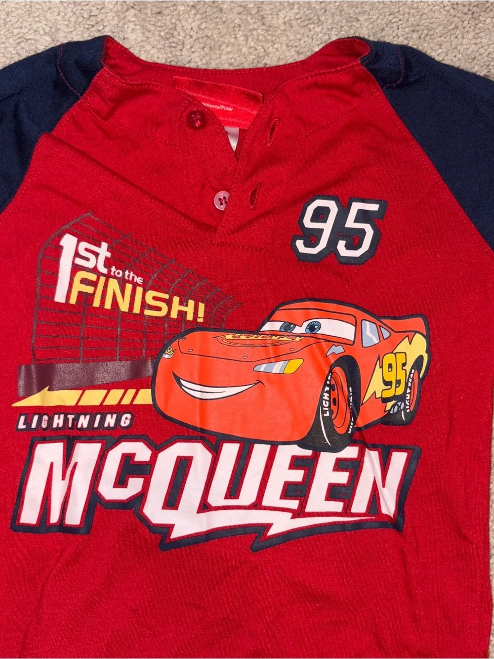 Disney Lightning McQueen Red and Blue Kids Pajama Set Size: 4T